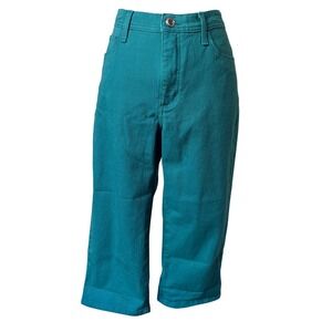 Lee Classic Fit VTG Teal Wide Leg capris Jeans pants Women SZ 12 Med Y2K